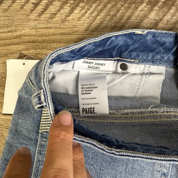 NWT Paige 'Jimmy' Denim Cut-Offs With Raw Hem Shorts Size 29 - Picture 3 of 5